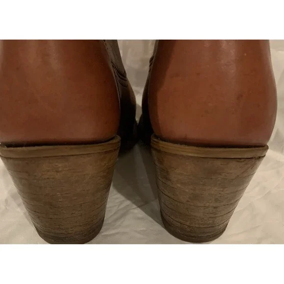 Vintage Dexter Women's 5.5 Brown‎ Leather Western Boots 70s USA Stacked Heel - Picture 4 of 9